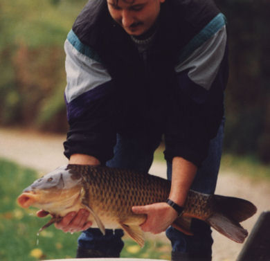 Fischbesatz durch einen Fischreiaufseher des PASV